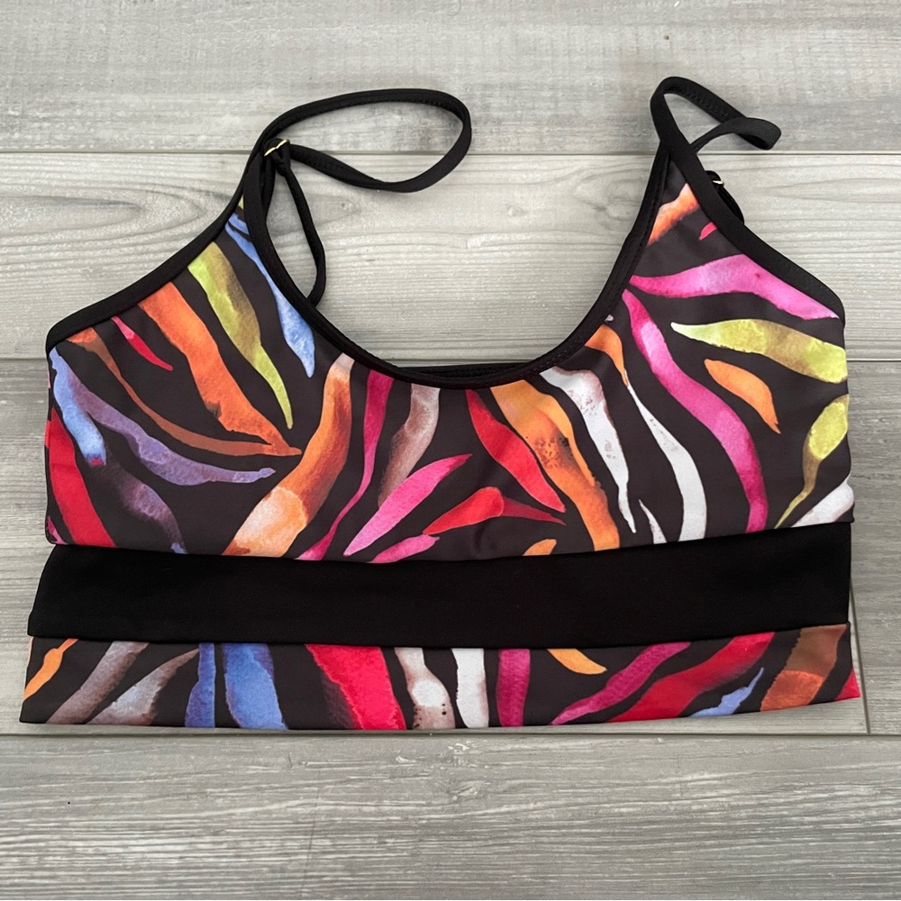 Beach Riot Rainbow Zebra Sports Bra - Picture 2 of 10